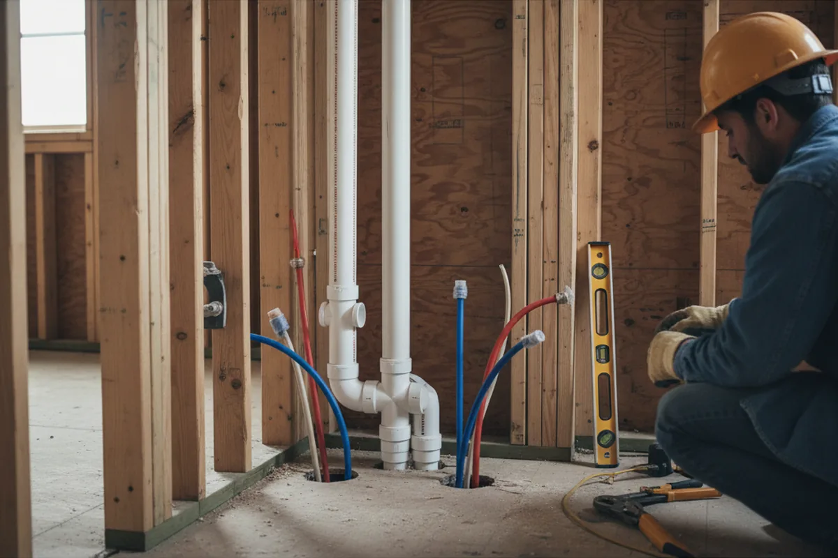 Drain and supply rough-in during Garbage Disposal Repair in Borden